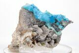 Vibrant Blue, Cyanotrichite with Cubic Fluorite - China #218394-1